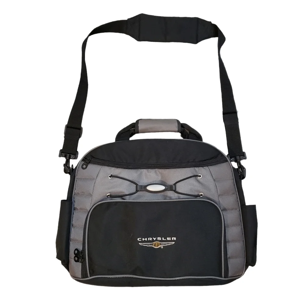 Chrysler Laptop Travel Bag Canvas Nylon By Gemline 16x13x5 Black Grey Shoulder